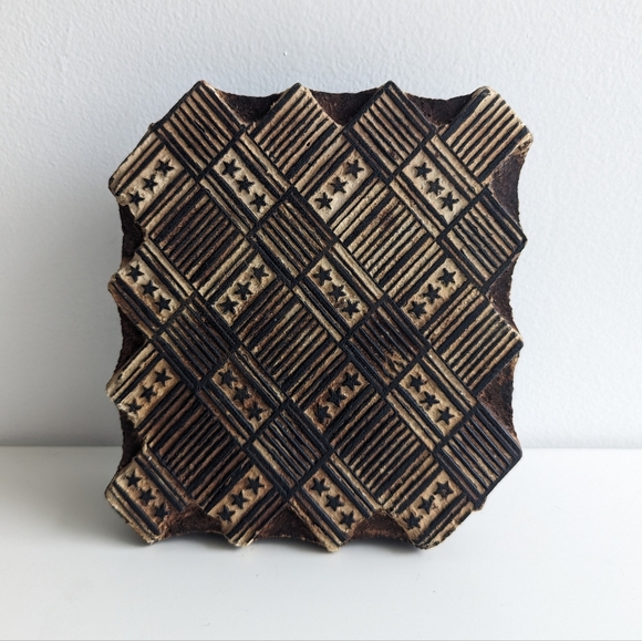 Vintage Hand-Carved Indian Wooden Textile Fabric Printing Block India - Picture 3 of 14